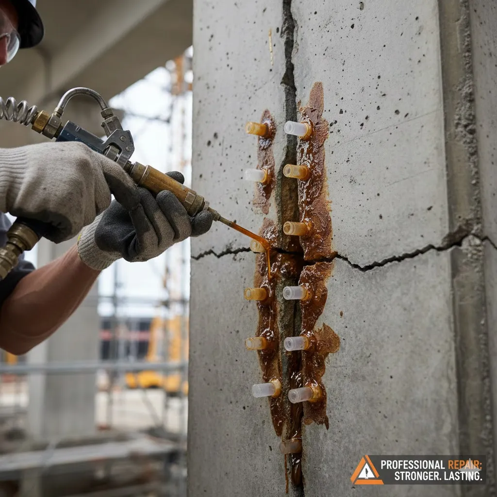 concrete crack repair before and after
