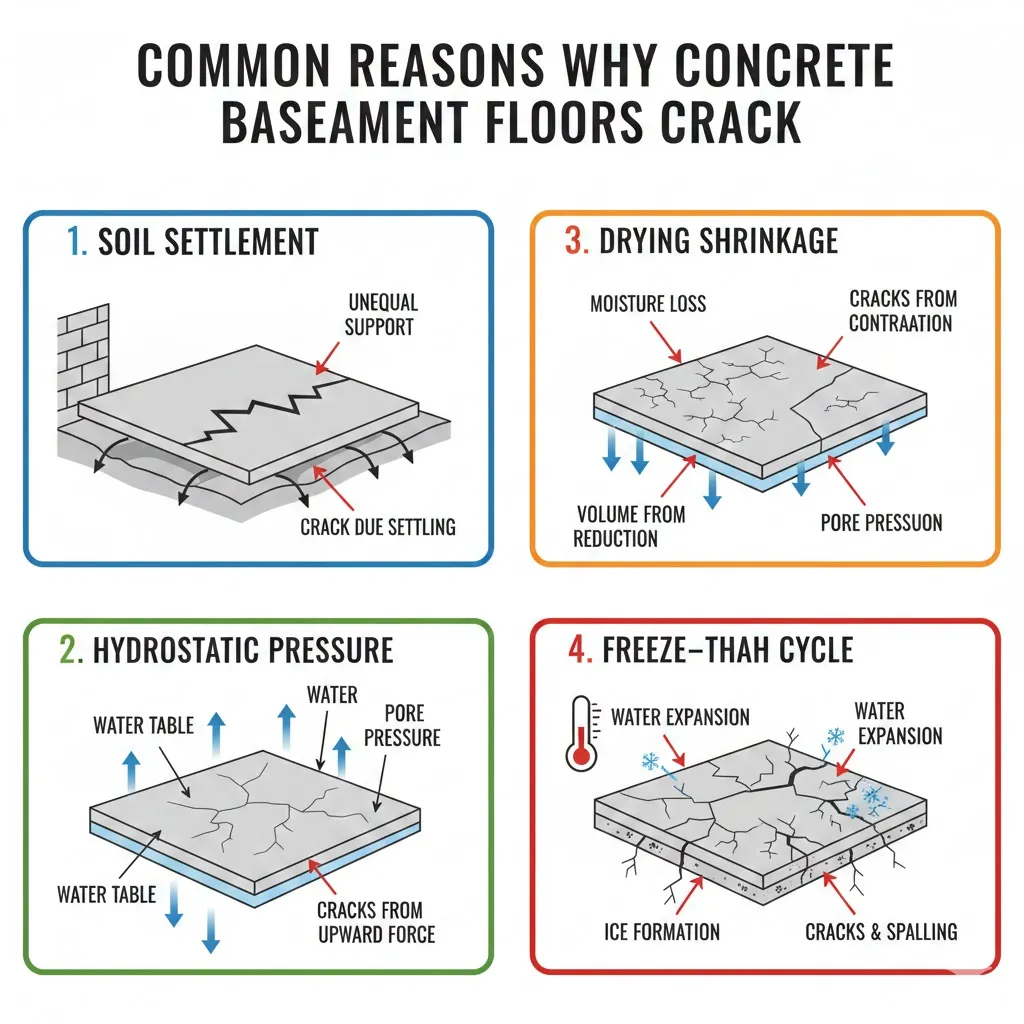 causes of bathroom flour crack