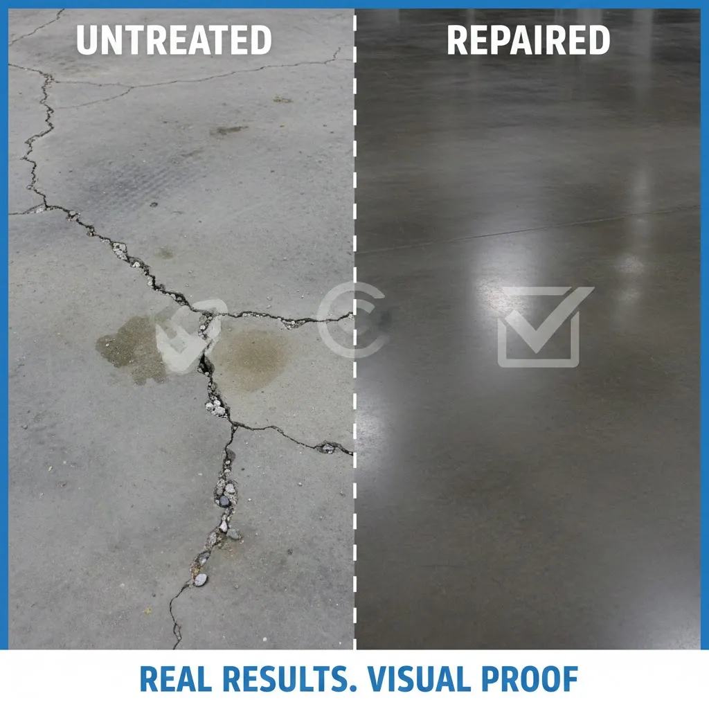 concrete crack repair before and after