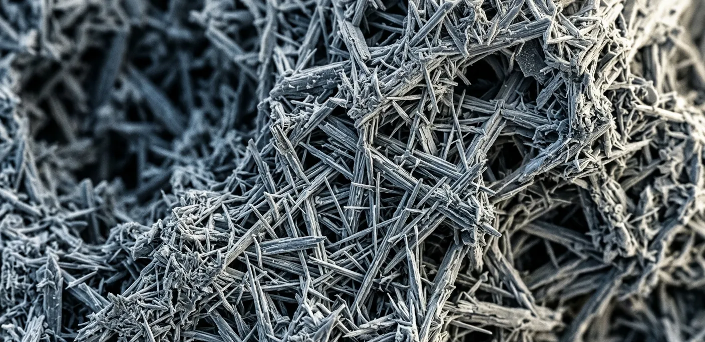 Close-up of a metal piece with wires, illustrating components involved in concrete hardening processes.