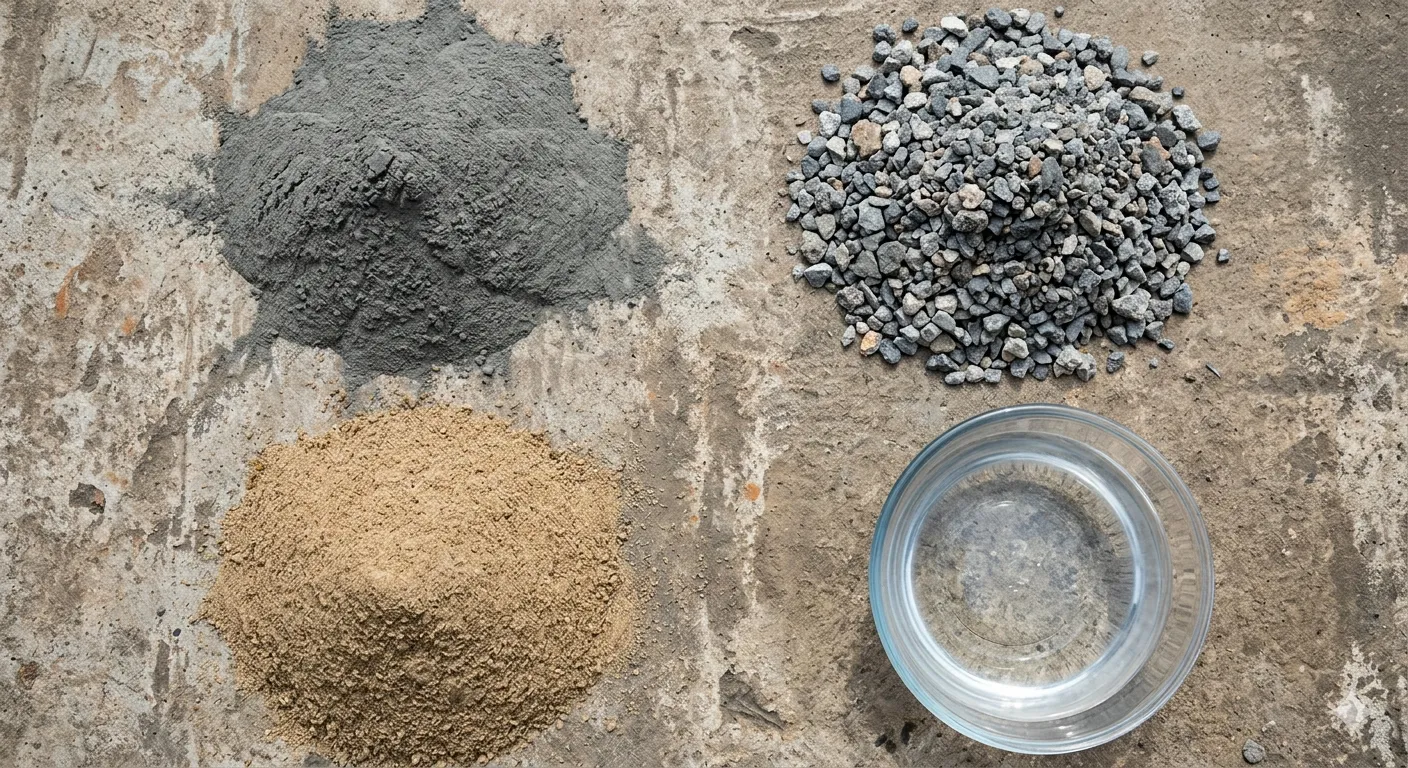 Cement, aggregate, sand, and water used in ready mix concrete